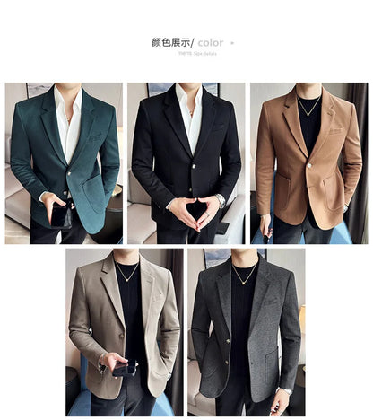 Autumn Winter New Woolen Slim Fit Suit Coat Men Fashion Casual Business Social Party Dress Men's Suit Jackets Tailcoats 4XL-M