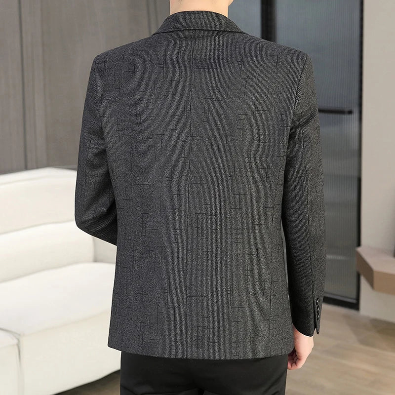 Blazer Men's Fashion Business Outdoor Travel Solid Color Trendy Wedding Youth Slimming Versatile Casual High Formal Wear Blazer