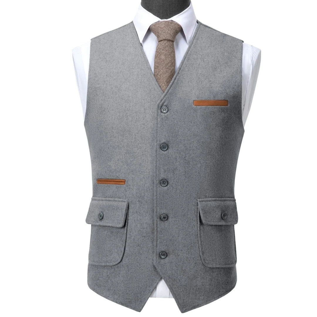 Men's Suit Vest V-Neck Single Button Waistcoat for Wedding, Business & Formal Occasions
