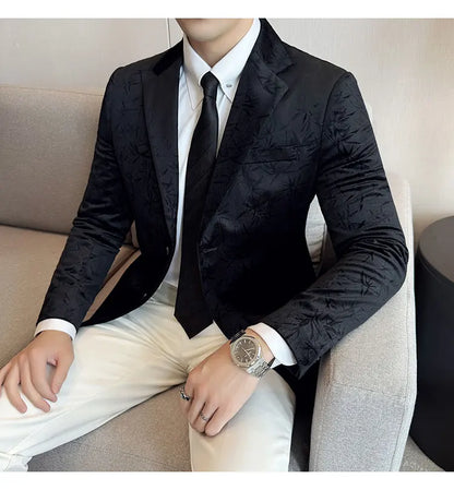 British Style Velvet Men Blazers Autumn Winter Slim Fit Casual Business Suit Jackets Wedding Groom Banquet Formal Coats