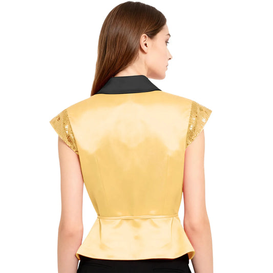 Women's Shiny Vests Sequined Jazz Dance Waistcoat Disco Vest Female Party Prom Performance Costume Festive Lady Label Tops