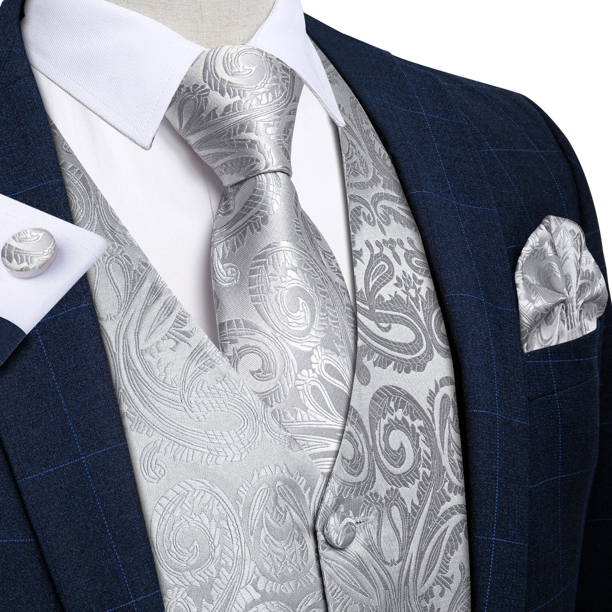 Men's Suit Vest and Tie Set – Single Breasted Waistcoat with Necktie and Pocket Square for Weddings and Business Events
