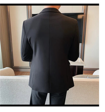 2024 Autumn Winter New Strap Decoration Suit Jacket for Men Fashion Slim Casual Business Blazers Groom Wedding Social Tailcoat