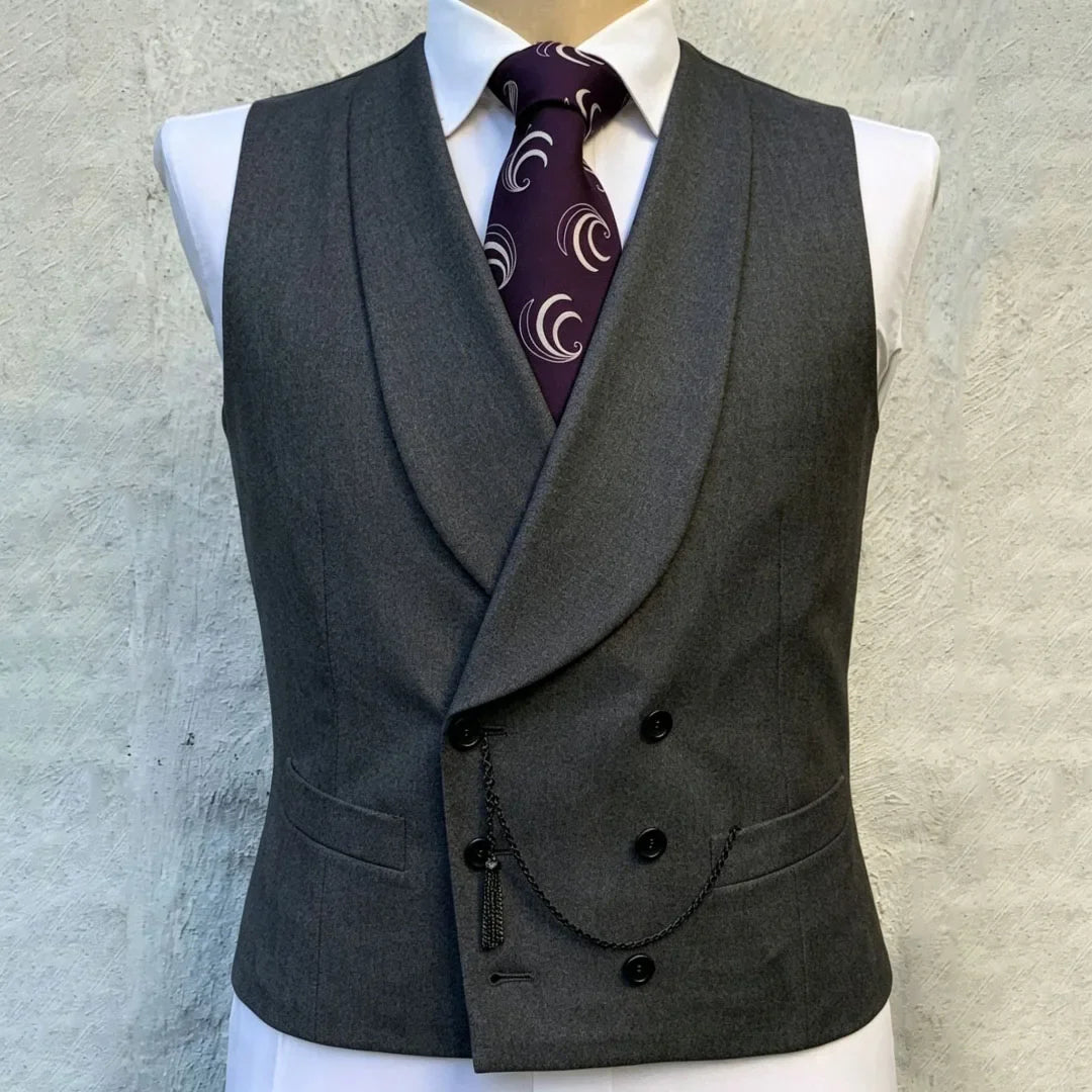 Men's Double Breasted Formal Vest for Weddings, Prom & Business