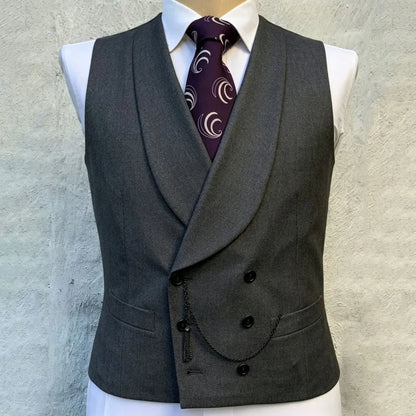 Men's Double Breasted Formal Vest for Weddings, Prom & Business