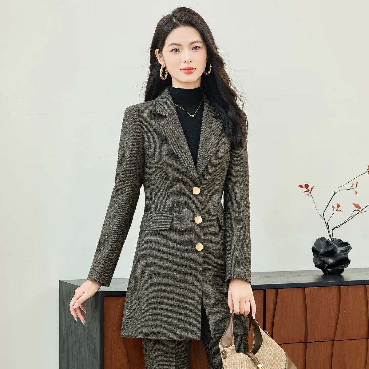 High End Windbreaker Coat Professional Suit Female Autumn Winter Formal Ladies Lengthen Business Suits Women Work Office Uniform