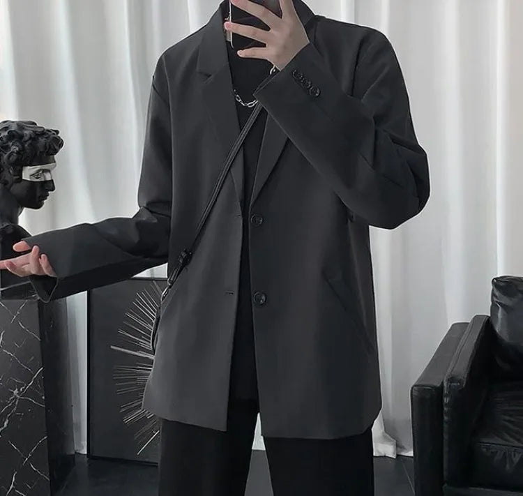 Men Korean Style Casual Blazer 2026 Spring Autumn Wrinkle Free Trendy Ins Couple Jacket Fashion Suit Coat
