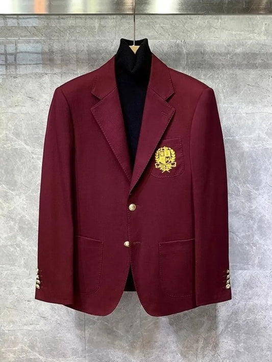 British Style Slim Fit Office Men Business Casual Suits Sets Solid Color Fashion Banquet Party Blazers Pants Two Piece Set Male