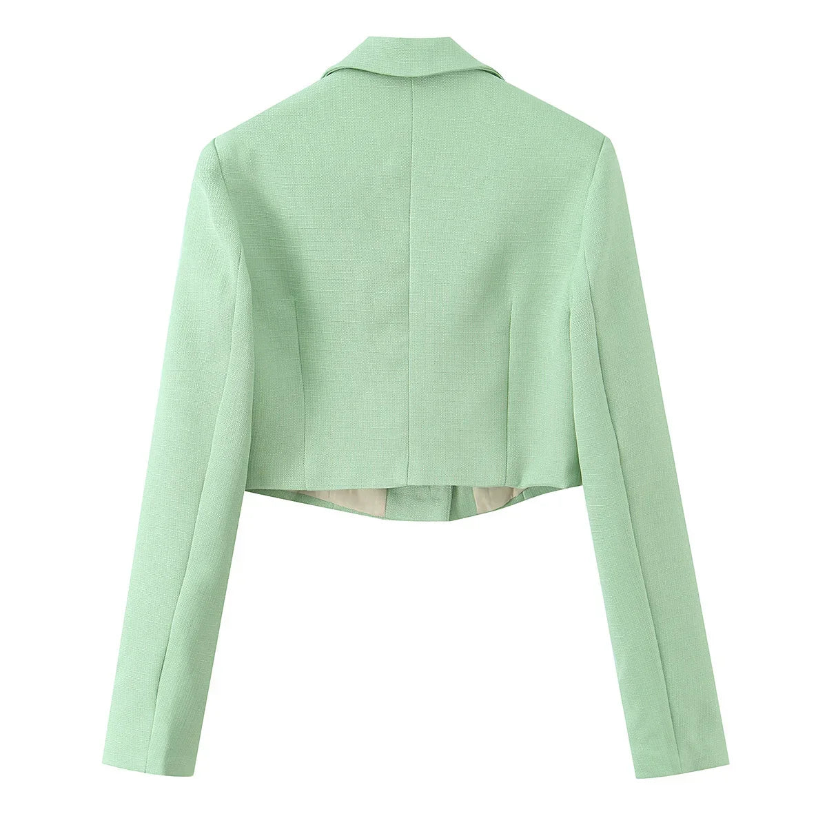 Spring Commuter Style Short Blue Suit Jacket Women's Fashionable Versatile Single Button Flip Collar Top Thin Long Sleeve