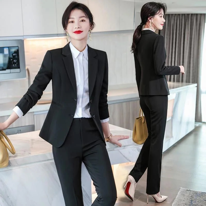 2025 New Blazer Trousers Women's Suit Sets Long Sleeve Jacket Blazer Casual Office Ladies Pantsuit For Business Clothing