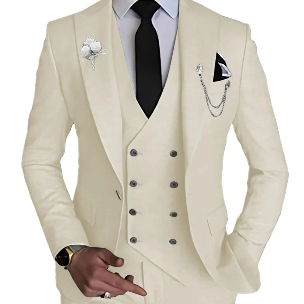 Men's 3-Piece Slim Fit Suit Set – Single Breasted, Straight Fit, Formal & Casual Occasions