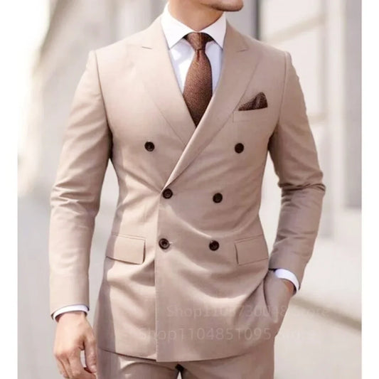 Costume deux pièces ajusté pour homme, smoking élégant de marié, blazer à col châle, pantalon, pour mariage, affaires, bal de promo, vêtements pour homme
