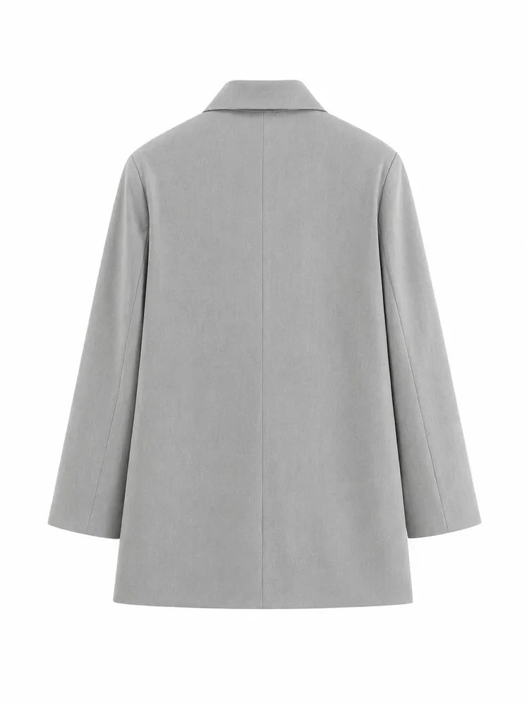 Women Double Breasted Blazer Elegant Office Lady Suit Jacket Oversized Casual Long Sleeve Blazer Spring Autumn Outerwear
