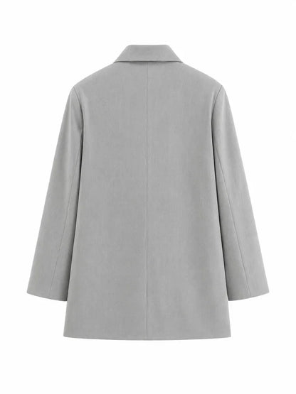 Women Double Breasted Blazer Elegant Office Lady Suit Jacket Oversized Casual Long Sleeve Blazer Spring Autumn Outerwear
