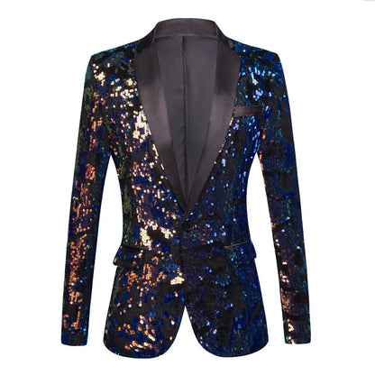 Men's Velvet Sequin Fashion Suit European And American Style Stage Clothes Handsome Trendy Clothing for Singers