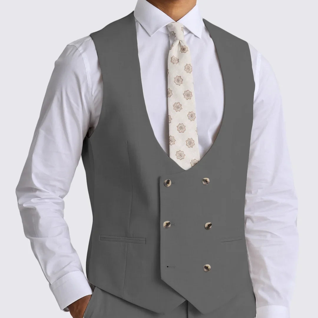 Boys Suit Vest Double Breasted V-Neck Waistcoat for Wedding & Formal Occasions