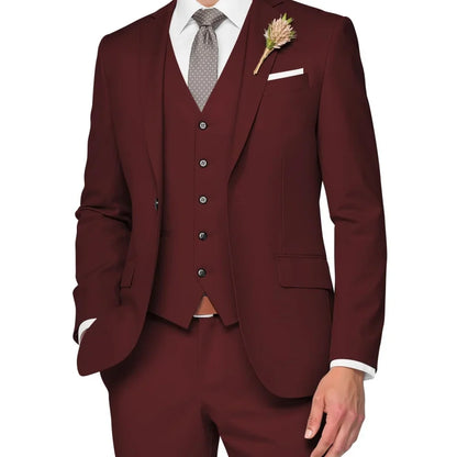 Costume de Mariage Formel pour Hommes Élégant Haut de Gamme Slim Fit 3 Pièces Blazer Gilet Pantalon Business Décontracté pour Soirée Dansante