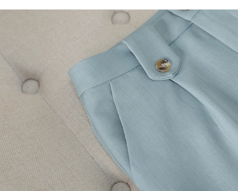 Spring Autumn Solid Women Suits Office Sets 2024 New Fashion Double Breasted Short Blazers Casual High Waist Pencil Pants Suits