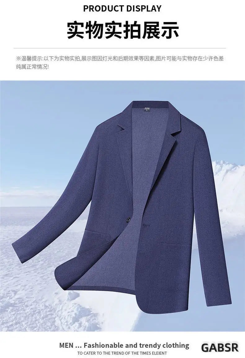30% Linen Blazer - Men's Fashionally Fit Business Formal Wedding Gentleman's Cool Silk Lightweight Breathable Casual Blazer
