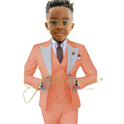 Suits For Boy Jacket Vest Pants 3 Pieces Dark Green Birthday Costume Flower Boys Formal Party Suit Kids Wedding Suit Tuxedo
