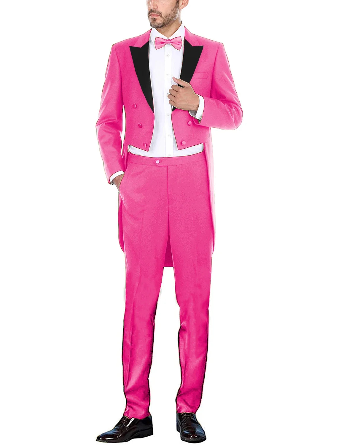Classic Men Suits Solid Long Tailcoat Wedding Groom Tuxedos Morning Dinner Groomsmen Fromal Party Suits 2 Pieces Blazer Pants