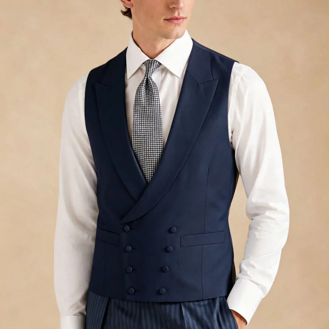 Men's Formal Vest – Double Breasted Lapel Waistcoat for Weddings & Business