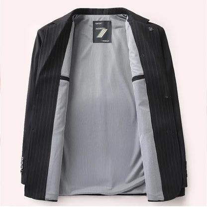 Men's Smart Casual Blazer – Single Breasted Polyester Jacket for Middle-Aged Men – Spring Autumn