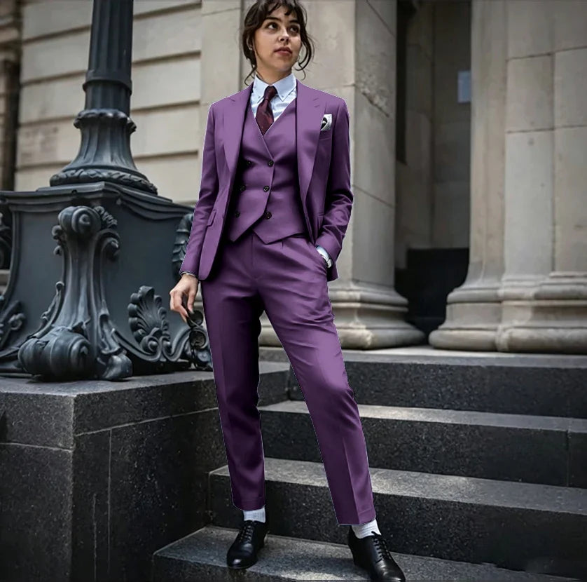 Powerful Black Women 3 Piece Suit Classic Single Breasted Jacket Vest Pants Set Elegant Office Business Formal Lady Outerwears