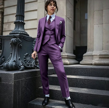 Powerful Black Women 3 Piece Suit Classic Single Breasted Jacket Vest Pants Set Elegant Office Business Formal Lady Outerwears