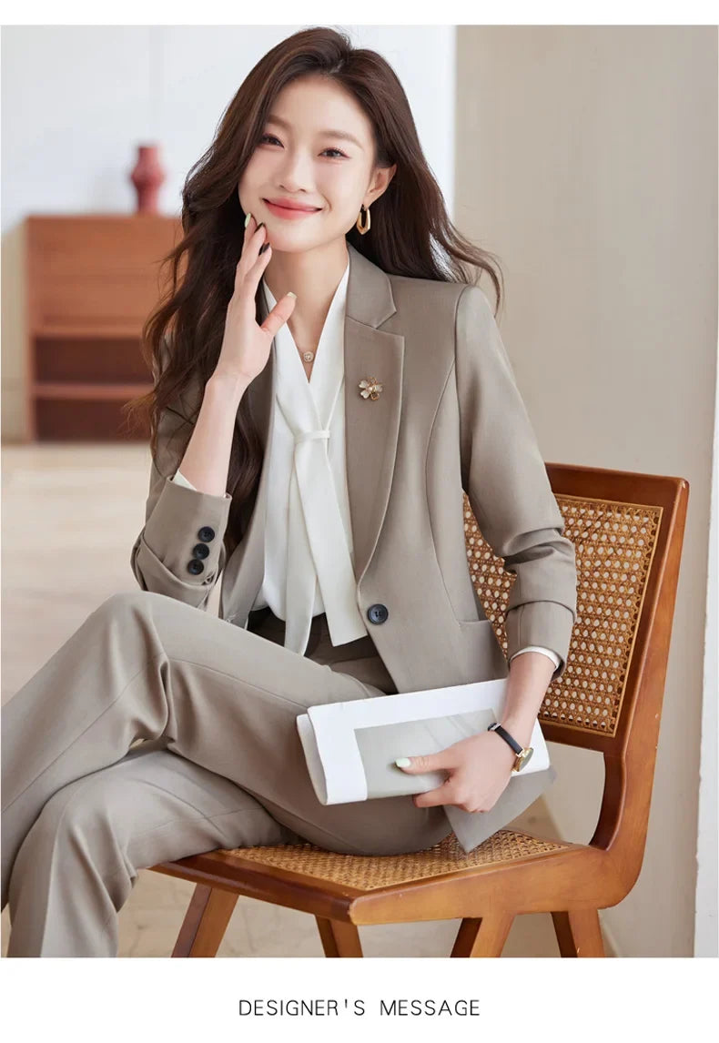 2026 Professional Womens Autumn and Winter New Two-Piece Long-Sleeved Suit + Trousers. Fashion Boutique Suit