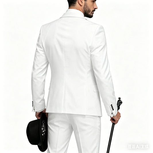Latest Coat Pants Designs  Custom Made Wedding Slim Peak Lapel Groomsmen Best Man Tuxedo 3 Piece Suit Set（Jacket+Vest+Pants）