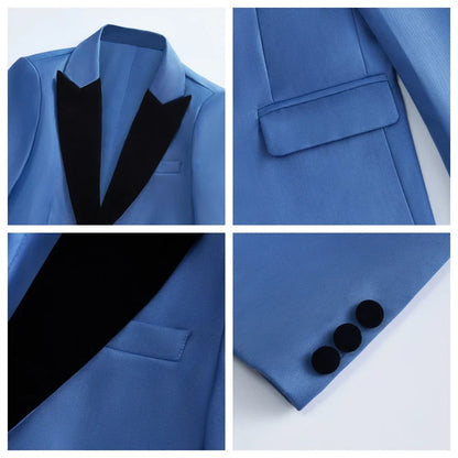 Boys 3-Piece Suit Set with Velvet Lapel — Kids Formal Blazer, Vest & Pants for Weddings & Special Occasions