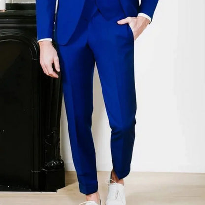 3 Piece Royal Blue Men Suits Slim fit Wedding Tuxedo with Notched Lapel Male Fashion Clothes Groom Suit Set Jacket Vest Pants