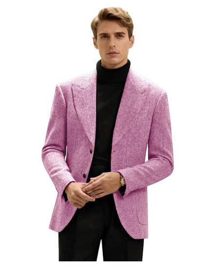 Classic Italian Men's Suit Jacket, Single Breasted, Autumn Winter Retro Warm Suit Men Herringbone Business Casual Men's Clothing