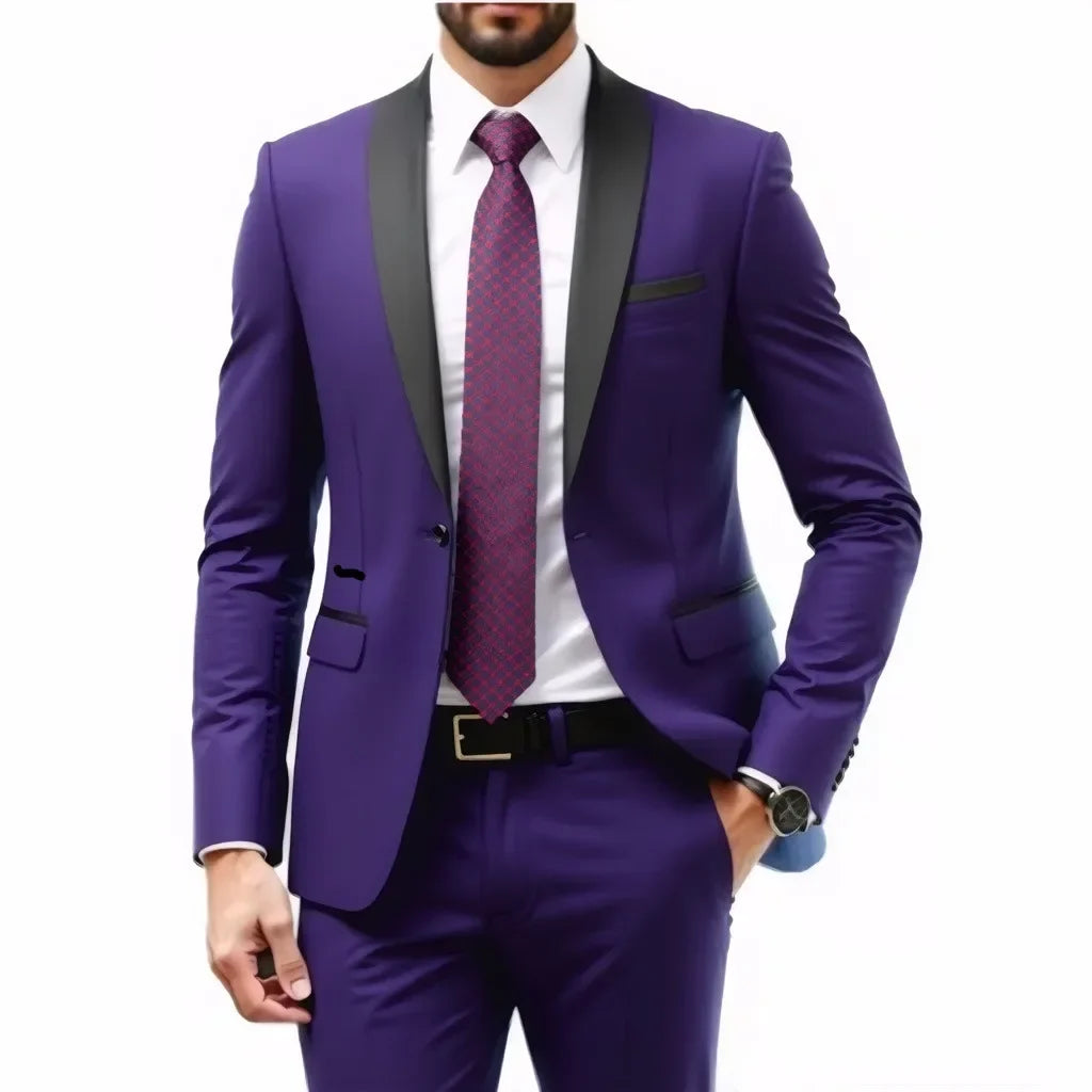 Ensemble costume homme - Costume de cérémonie pour homme - Ensemble 2 pièces pour tenue de marié - Costume homme pour tenue d'affaires, de mariage, de banquet