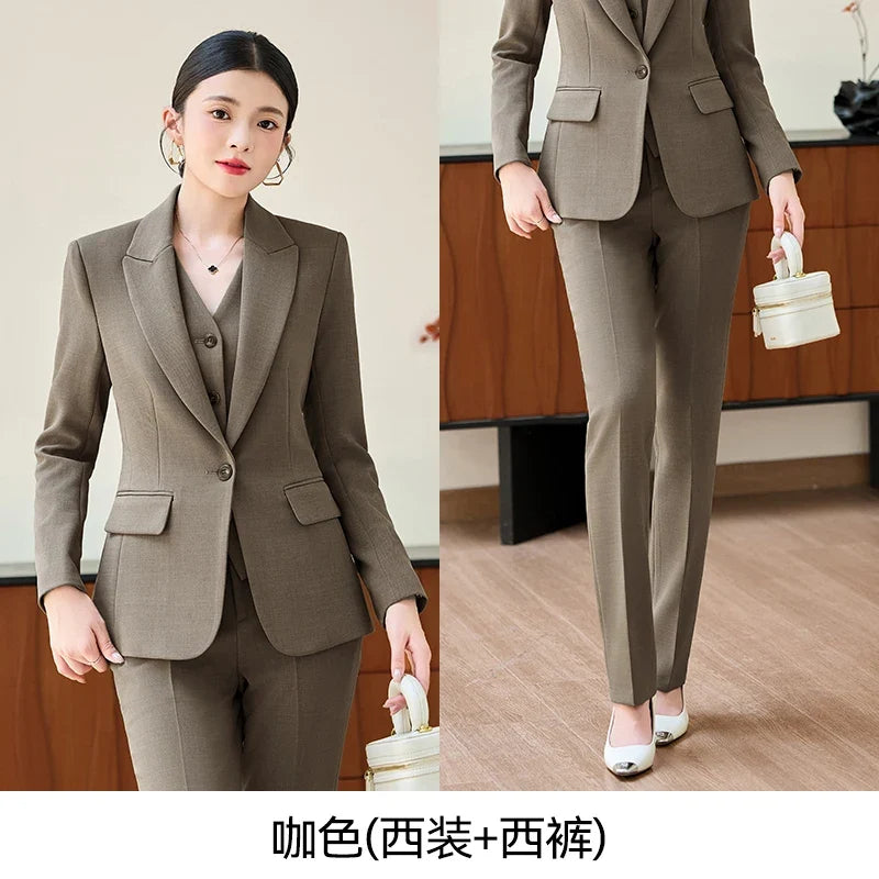Fashionable professional women's two-piece pant+ suit jacket. Sophisticated elegant, slim fit comfortable. 2025 new style