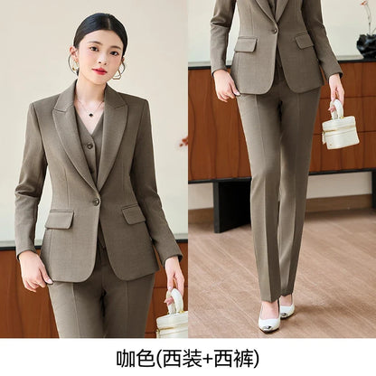 Fashionable professional women's two-piece pant+ suit jacket. Sophisticated elegant, slim fit comfortable. 2025 new style