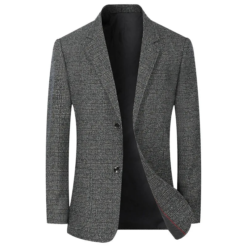 Blazer Men's Fashionable High-end Business-oriented Outdoor Gentleman's Trendy Checked Casual Wear for Hosting Weddings Blazer