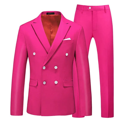 Men's Double-Breasted Suit Jacket and Trousers – Formal Business & Wedding 2-Piece Set