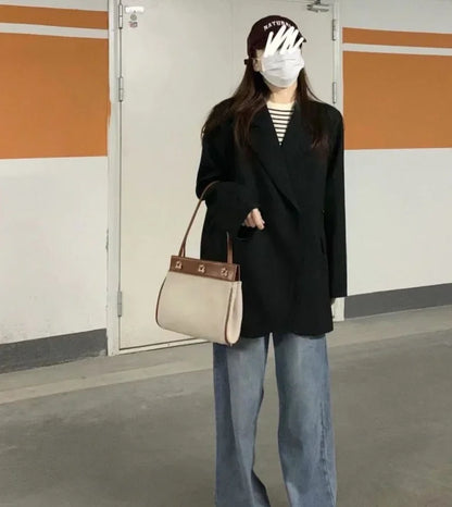 Clothes Coats for Women Black Jacket Blazer Woman Solid Outerwears Loose Korean Style Popular Deals High Quality Fashion 2025