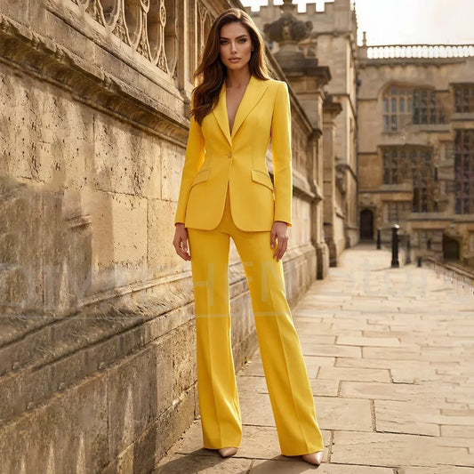 New Solid Female Tailored Two Piece Suit One Button Modern Elegant Design For Business Evening Party Stylish Lady Outfit
