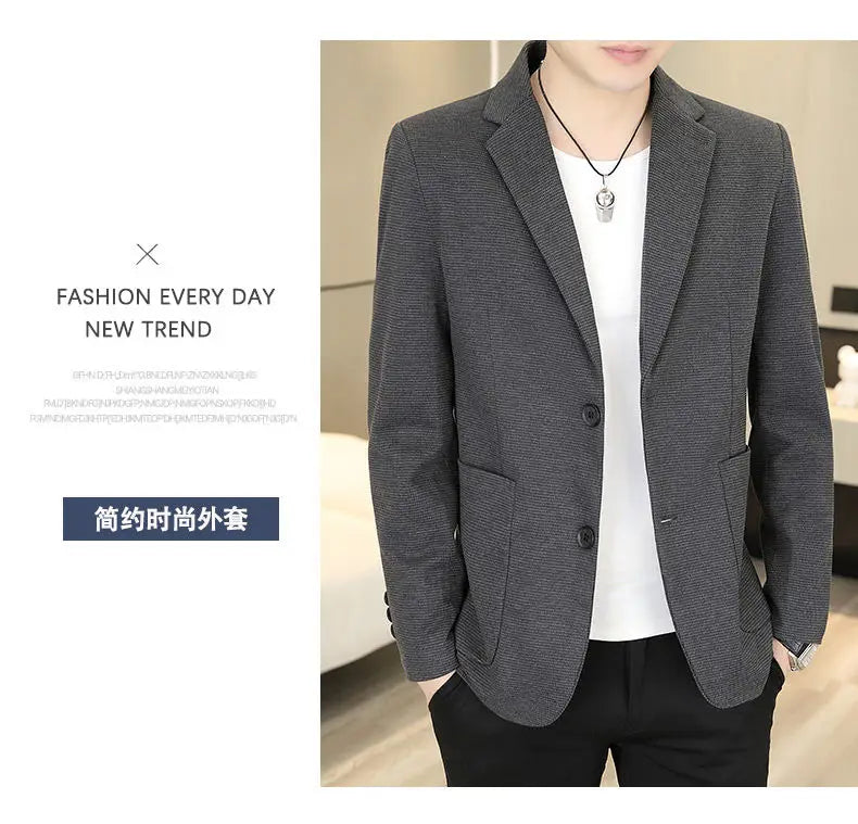 Blazer Men Business Gentleman Leisure Korean Wedding Fashion Trend, Slimming, Versatile, High-end Casual, High-end Woolen Blazer