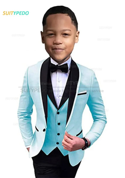 Elegant Lavender Boy's Suit Set Evening Party Classic Children's Clothing Kids Baptism Formal 3 Pieces Custome Blazer Vest Pants