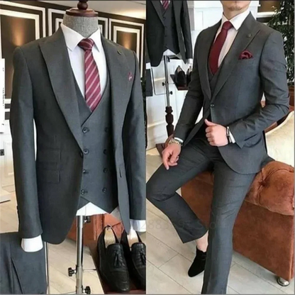 Men's Slim Fit Suit Set One Button Peak Lapel Jacket and Trouser for Weddings and Formal Events