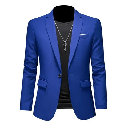 Men's Slim Fit Single-Breasted Blazer for Business Casual and Wedding Occasions