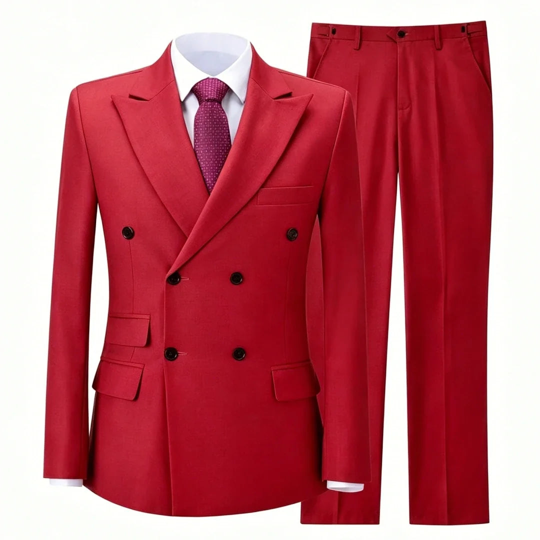 Men Suit Gray 2 Pieces Double Button With Lapel Solid For Wedding Birthday Banquet Party Business Work Office Jacket And Pants