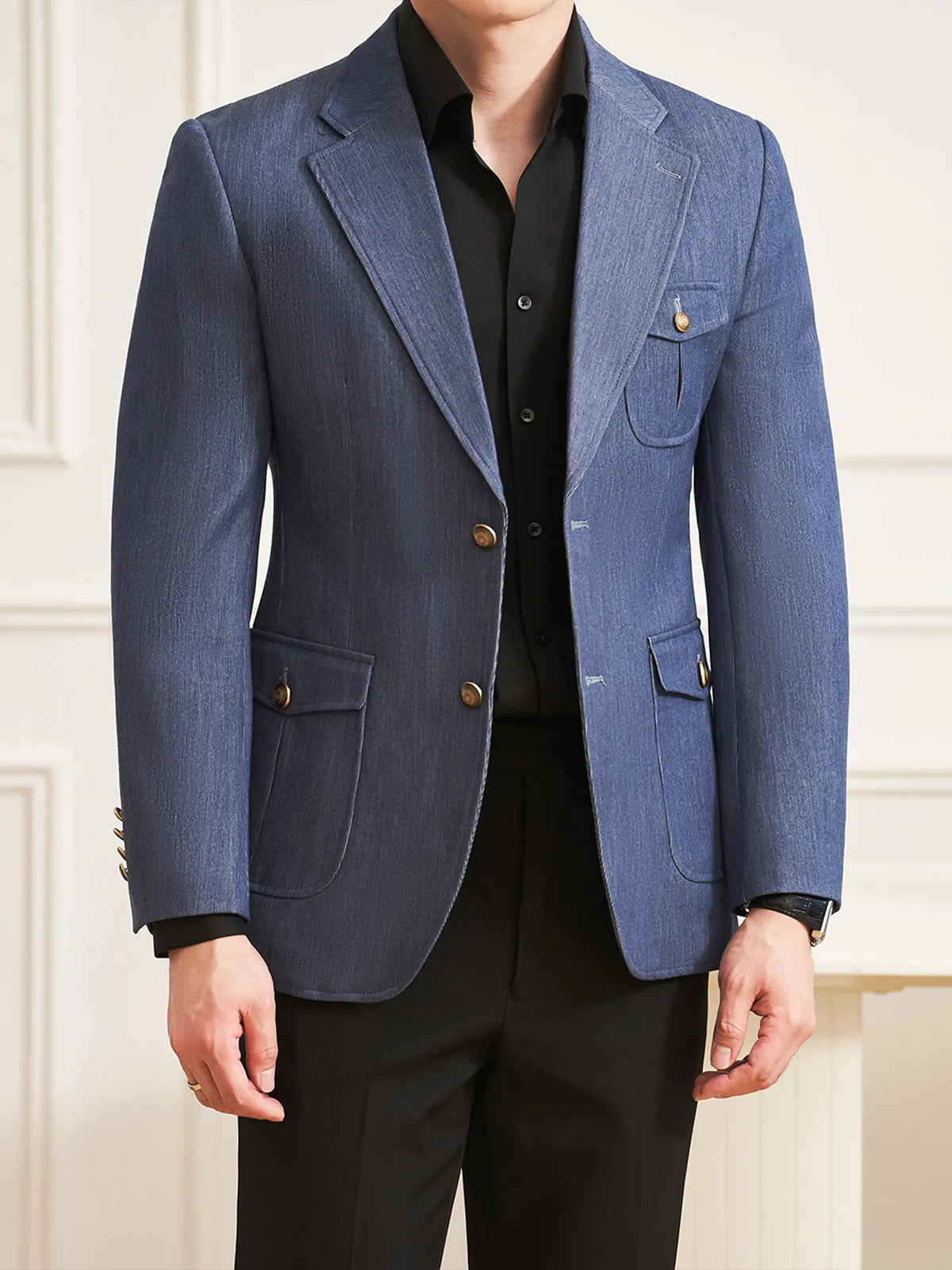 High Quality Men's Denim Style Suit Jacket Vintage Luxury Slim Fit Business Fashion Casual Suit Coat Formal Wedding Tuxedos