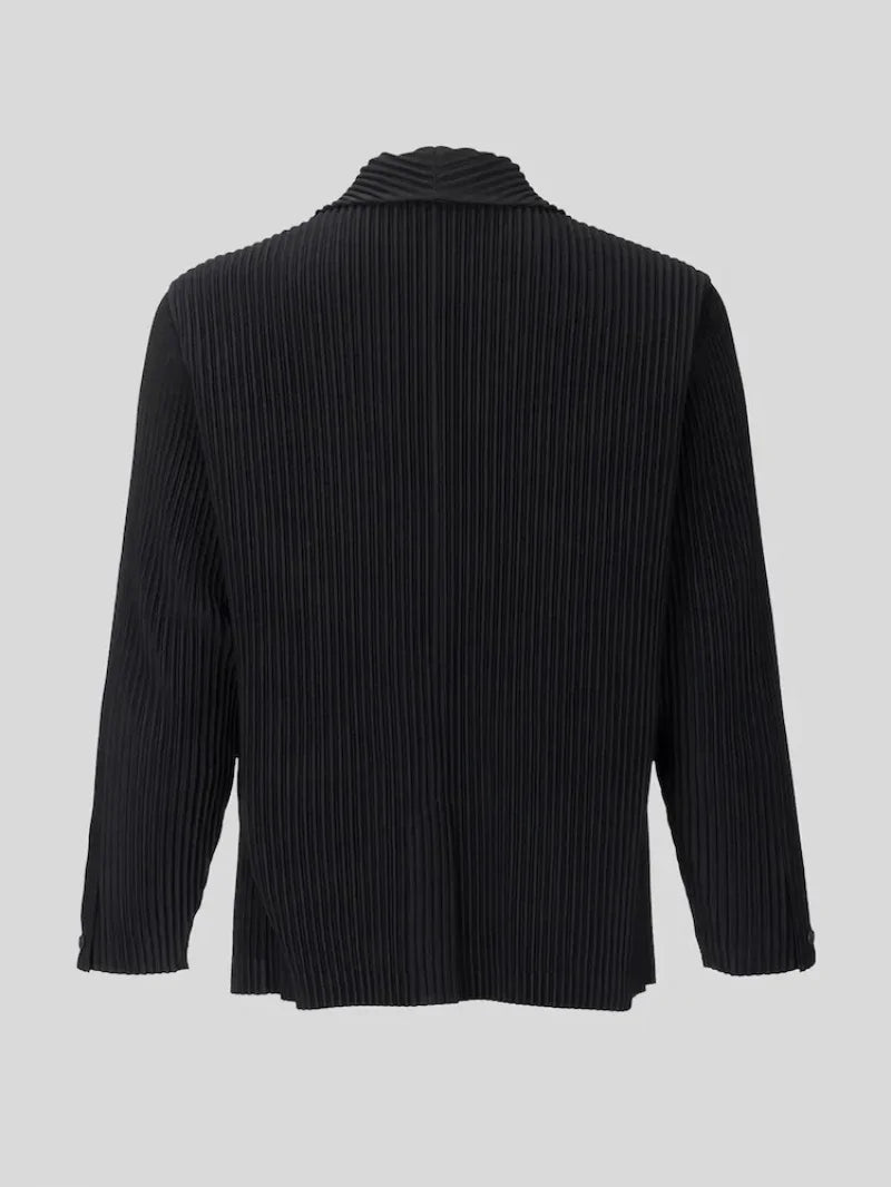 Miyake Pleated Men's Blazer Jacket Japanese Style Slim Fit Suit Coat Stretch Business Casual Office Fashion Luxury Wrinkle Free