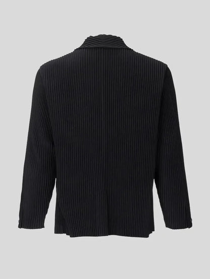 Miyake Pleated Men's Blazer Jacket Japanese Style Slim Fit Suit Coat Stretch Business Casual Office Fashion Luxury Wrinkle Free