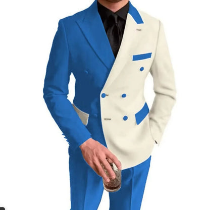 Costumes élégants de mariage/affaires, 2 pièces, coupe ajustée, blazer croisé, costumes de garçons d'honneur, tenues formelles pour hommes (veste + pantalon)
